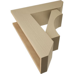 Ekena Millwork - BKTUR0756X26X30WTL06RCPR - Timberthane Faux Wood Westlake Style Bracket w/ Offset Brace, Slat Ends, 7 1/2"W x 26"D x 30"H, Primed Tan