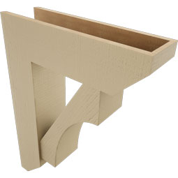 Ekena Millwork - BKTUR0756X26X34WTL06RCPR - Timberthane Faux Wood Westlake Style Bracket w/ Offset Brace, Slat Ends, 7 1/2"W x 26"D x 34"H, Primed Tan