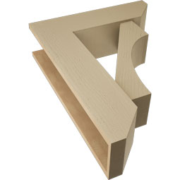 Ekena Millwork - BKTUR0756X26X34WTL06RCPR - Timberthane Faux Wood Westlake Style Bracket w/ Offset Brace, Slat Ends, 7 1/2"W x 26"D x 34"H, Primed Tan