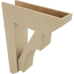 Ekena Millwork - BKTUR0756X26X38WTL06RCPR - Timberthane Faux Wood Westlake Style Bracket w/ Offset Brace, Slat Ends, 7 1/2"W x 26"D x 38"H, Primed Tan