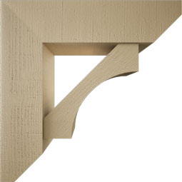 Ekena Millwork - BKTUR0756X28X28WTL06RCPR - Timberthane Faux Wood Westlake Style Bracket w/ Offset Brace, Slat Ends, 7 1/2"W x 28"D x 28"H, Primed Tan
