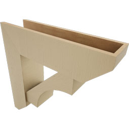 Ekena Millwork - BKTUR0756X28X28WTL06RCPR - Timberthane Faux Wood Westlake Style Bracket w/ Offset Brace, Slat Ends, 7 1/2"W x 28"D x 28"H, Primed Tan