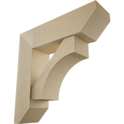 Ekena Millwork - BKTUR0756X28X28WTL06RCPR - Timberthane Faux Wood Westlake Style Bracket w/ Offset Brace, Slat Ends, 7 1/2"W x 28"D x 28"H, Primed Tan