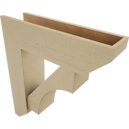 Ekena Millwork - BKTUR0756X28X32WTL06RCPR - Timberthane Faux Wood Westlake Style Bracket w/ Offset Brace, Slat Ends, 7 1/2"W x 28"D x 32"H, Primed Tan