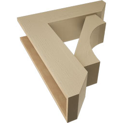 Ekena Millwork - BKTUR0756X28X32WTL06RCPR - Timberthane Faux Wood Westlake Style Bracket w/ Offset Brace, Slat Ends, 7 1/2"W x 28"D x 32"H, Primed Tan
