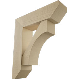 Ekena Millwork - BKTUR0756X28X32WTL06RCPR - Timberthane Faux Wood Westlake Style Bracket w/ Offset Brace, Slat Ends, 7 1/2"W x 28"D x 32"H, Primed Tan