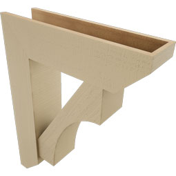 Ekena Millwork - BKTUR0756X28X36WTL06RCPR - Timberthane Faux Wood Westlake Style Bracket w/ Offset Brace, Slat Ends, 7 1/2"W x 28"D x 36"H, Primed Tan