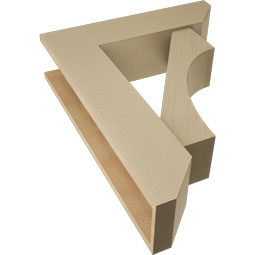 Ekena Millwork - BKTUR0756X28X36WTL06RCPR - Timberthane Faux Wood Westlake Style Bracket w/ Offset Brace, Slat Ends, 7 1/2"W x 28"D x 36"H, Primed Tan