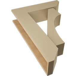 Ekena Millwork - BKTUR0756X28X40WTL06RCPR - Timberthane Faux Wood Westlake Style Bracket w/ Offset Brace, Slat Ends, 7 1/2"W x 28"D x 40"H, Primed Tan