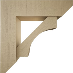 Ekena Millwork - BKTUR0756X30X30WTL06RCPR - Timberthane Faux Wood Westlake Style Bracket w/ Offset Brace, Slat Ends, 7 1/2"W x 30"D x 30"H, Primed Tan