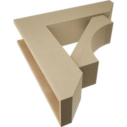 Ekena Millwork - BKTUR0756X30X30WTL06RCPR - Timberthane Faux Wood Westlake Style Bracket w/ Offset Brace, Slat Ends, 7 1/2"W x 30"D x 30"H, Primed Tan