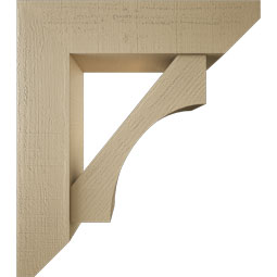 Ekena Millwork - BKTUR0756X30X34WTL06RCPR - Timberthane Faux Wood Westlake Style Bracket w/ Offset Brace, Slat Ends, 7 1/2"W x 30"D x 34"H, Primed Tan