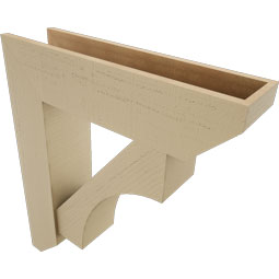 Ekena Millwork - BKTUR0756X30X34WTL06RCPR - Timberthane Faux Wood Westlake Style Bracket w/ Offset Brace, Slat Ends, 7 1/2"W x 30"D x 34"H, Primed Tan