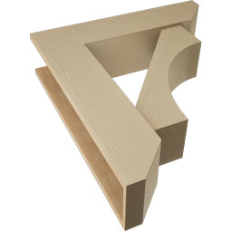 Ekena Millwork - BKTUR0756X30X34WTL06RCPR - Timberthane Faux Wood Westlake Style Bracket w/ Offset Brace, Slat Ends, 7 1/2"W x 30"D x 34"H, Primed Tan