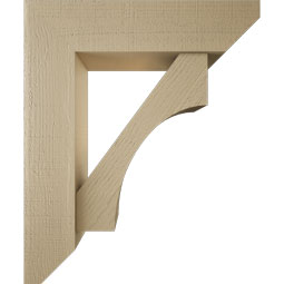 Ekena Millwork - BKTUR0756X30X36WTL06RCPR - Timberthane Faux Wood Westlake Style Bracket w/ Offset Brace, Slat Ends, 7 1/2"W x 30"D x 36"H, Primed Tan