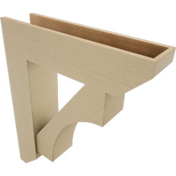 Ekena Millwork - BKTUR0756X30X36WTL06RCPR - Timberthane Faux Wood Westlake Style Bracket w/ Offset Brace, Slat Ends, 7 1/2"W x 30"D x 36"H, Primed Tan