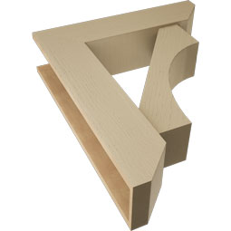 Ekena Millwork - BKTUR0756X30X36WTL06RCPR - Timberthane Faux Wood Westlake Style Bracket w/ Offset Brace, Slat Ends, 7 1/2"W x 30"D x 36"H, Primed Tan