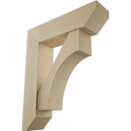 Ekena Millwork - BKTUR0756X30X36WTL06RCPR - Timberthane Faux Wood Westlake Style Bracket w/ Offset Brace, Slat Ends, 7 1/2"W x 30"D x 36"H, Primed Tan