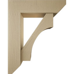 Ekena Millwork - BKTUR0756X30X38WTL06RCPR - Timberthane Faux Wood Westlake Style Bracket w/ Offset Brace, Slat Ends, 7 1/2"W x 30"D x 38"H, Primed Tan