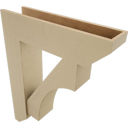 Ekena Millwork - BKTUR0756X30X38WTL06RCPR - Timberthane Faux Wood Westlake Style Bracket w/ Offset Brace, Slat Ends, 7 1/2"W x 30"D x 38"H, Primed Tan