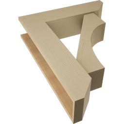 Ekena Millwork - BKTUR0756X30X38WTL06RCPR - Timberthane Faux Wood Westlake Style Bracket w/ Offset Brace, Slat Ends, 7 1/2"W x 30"D x 38"H, Primed Tan