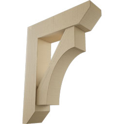 Ekena Millwork - BKTUR0756X30X38WTL06RCPR - Timberthane Faux Wood Westlake Style Bracket w/ Offset Brace, Slat Ends, 7 1/2"W x 30"D x 38"H, Primed Tan