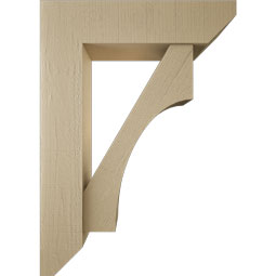Ekena Millwork - BKTUR0756X30X42WTL06RCPR - Timberthane Faux Wood Westlake Style Bracket w/ Offset Brace, Slat Ends, 7 1/2"W x 30"D x 42"H, Primed Tan