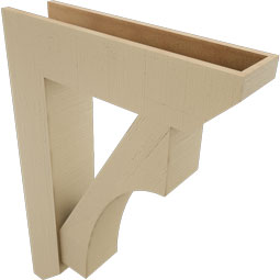 Ekena Millwork - BKTUR0756X30X42WTL06RCPR - Timberthane Faux Wood Westlake Style Bracket w/ Offset Brace, Slat Ends, 7 1/2"W x 30"D x 42"H, Primed Tan