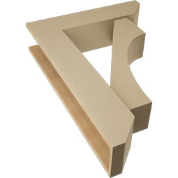 Ekena Millwork - BKTUR0756X30X42WTL06RCPR - Timberthane Faux Wood Westlake Style Bracket w/ Offset Brace, Slat Ends, 7 1/2"W x 30"D x 42"H, Primed Tan