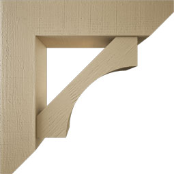 Ekena Millwork - BKTUR0756X32X32WTL06RCPR - Timberthane Faux Wood Westlake Style Bracket w/ Offset Brace, Slat Ends, 7 1/2"W x 32"D x 32"H, Primed Tan