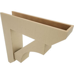 Ekena Millwork - BKTUR0756X32X32WTL06RCPR - Timberthane Faux Wood Westlake Style Bracket w/ Offset Brace, Slat Ends, 7 1/2"W x 32"D x 32"H, Primed Tan