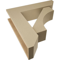 Ekena Millwork - BKTUR0756X32X32WTL06RCPR - Timberthane Faux Wood Westlake Style Bracket w/ Offset Brace, Slat Ends, 7 1/2"W x 32"D x 32"H, Primed Tan