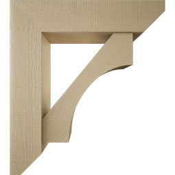 Ekena Millwork - BKTUR0756X32X36WTL06RCPR - Timberthane Faux Wood Westlake Style Bracket w/ Offset Brace, Slat Ends, 7 1/2"W x 32"D x 36"H, Primed Tan