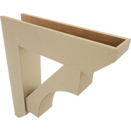 Ekena Millwork - BKTUR0756X32X36WTL06RCPR - Timberthane Faux Wood Westlake Style Bracket w/ Offset Brace, Slat Ends, 7 1/2"W x 32"D x 36"H, Primed Tan