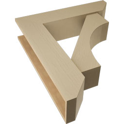 Ekena Millwork - BKTUR0756X32X36WTL06RCPR - Timberthane Faux Wood Westlake Style Bracket w/ Offset Brace, Slat Ends, 7 1/2"W x 32"D x 36"H, Primed Tan