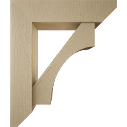 Ekena Millwork - BKTUR0756X32X38WTL06RCPR - Timberthane Faux Wood Westlake Style Bracket w/ Offset Brace, Slat Ends, 7 1/2"W x 32"D x 38"H, Primed Tan