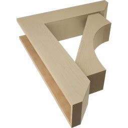 Ekena Millwork - BKTUR0756X32X38WTL06RCPR - Timberthane Faux Wood Westlake Style Bracket w/ Offset Brace, Slat Ends, 7 1/2"W x 32"D x 38"H, Primed Tan