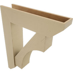 Ekena Millwork - BKTUR0756X32X40WTL06RCPR - Timberthane Faux Wood Westlake Style Bracket w/ Offset Brace, Slat Ends, 7 1/2"W x 32"D x 40"H, Primed Tan