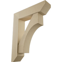 Ekena Millwork - BKTUR0756X32X40WTL06RCPR - Timberthane Faux Wood Westlake Style Bracket w/ Offset Brace, Slat Ends, 7 1/2"W x 32"D x 40"H, Primed Tan