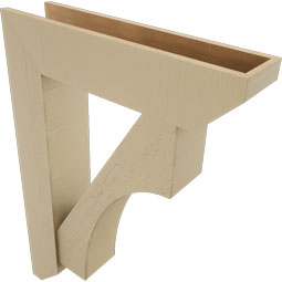 Ekena Millwork - BKTUR0756X32X44WTL06RCPR - Timberthane Faux Wood Westlake Style Bracket w/ Offset Brace, Slat Ends, 7 1/2"W x 32"D x 44"H, Primed Tan
