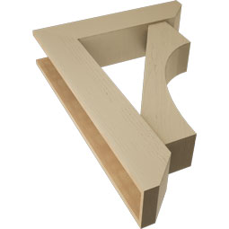 Ekena Millwork - BKTUR0756X32X44WTL06RCPR - Timberthane Faux Wood Westlake Style Bracket w/ Offset Brace, Slat Ends, 7 1/2"W x 32"D x 44"H, Primed Tan