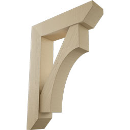 Ekena Millwork - BKTUR0756X32X44WTL06RCPR - Timberthane Faux Wood Westlake Style Bracket w/ Offset Brace, Slat Ends, 7 1/2"W x 32"D x 44"H, Primed Tan
