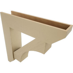 Ekena Millwork - BKTUR0756X34X34WTL06RCPR - Timberthane Faux Wood Westlake Style Bracket w/ Offset Brace, Slat Ends, 7 1/2"W x 34"D x 34"H, Primed Tan