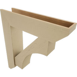Ekena Millwork - BKTUR0756X34X38WTL06RCPR - Timberthane Faux Wood Westlake Style Bracket w/ Offset Brace, Slat Ends, 7 1/2"W x 34"D x 38"H, Primed Tan