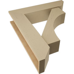 Ekena Millwork - BKTUR0756X34X38WTL06RCPR - Timberthane Faux Wood Westlake Style Bracket w/ Offset Brace, Slat Ends, 7 1/2"W x 34"D x 38"H, Primed Tan