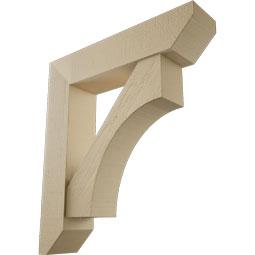 Ekena Millwork - BKTUR0756X34X38WTL06RCPR - Timberthane Faux Wood Westlake Style Bracket w/ Offset Brace, Slat Ends, 7 1/2"W x 34"D x 38"H, Primed Tan