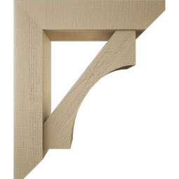 Ekena Millwork - BKTUR0756X34X40WTL06RCPR - Timberthane Faux Wood Westlake Style Bracket w/ Offset Brace, Slat Ends, 7 1/2"W x 34"D x 40"H, Primed Tan