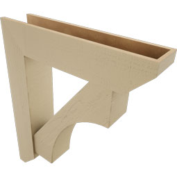 Ekena Millwork - BKTUR0756X34X40WTL06RCPR - Timberthane Faux Wood Westlake Style Bracket w/ Offset Brace, Slat Ends, 7 1/2"W x 34"D x 40"H, Primed Tan