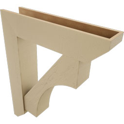 Ekena Millwork - BKTUR0756X34X42WTL06RCPR - Timberthane Faux Wood Westlake Style Bracket w/ Offset Brace, Slat Ends, 7 1/2"W x 34"D x 42"H, Primed Tan