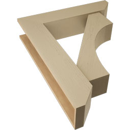 Ekena Millwork - BKTUR0756X34X42WTL06RCPR - Timberthane Faux Wood Westlake Style Bracket w/ Offset Brace, Slat Ends, 7 1/2"W x 34"D x 42"H, Primed Tan